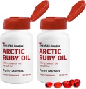 Arctic Ruby Oil - Omega 3 täydentää Astaksantiini 2 mg - Sisältää välttämättömiä rasvahappoja ja antioksidantteja - tukee sydän, aivot, silmät, iho, Joint & Immuuniterveys - 60 Softgels (2 pakkaus)