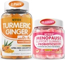 2 Pack Turmeric Inkivääri Gummies + 1Pack Menopause täydennysosa täytetyt Gummies