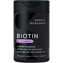 Sports Research® Biotin 10 000 mcg luomukookosöljyllä - Biotin (Vitamin B7) terveelle iholle ja hiustuelle* - naisille ja miehille - Vegaani, GMO:ton, gluteeniton ja soijaton - 120 Veggie Softgels