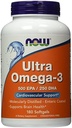 Ultra Omega-3 500 EPA/250 DHA, 180 Softgels, Now Foods (Pack of 2)