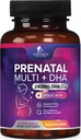 Foolihappo- ja DHA-vitamiinit, Fetal Brain Development Support Folate & Omega 3: n, Prenataali monivitamiini naisille, A-vitamiini, C-vitamiini, D-vitamiini, B6-vitamiini, B12 & rauta, raskauslisä - 60 Softgelia
