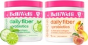 Päivittäinen kuitu täydentää Bundle Collagen, Probiootit, Elektrolyyttejä & Hydration Support - Cucumber Lime Mint & Peach Mango makuja - edistää ruoansulatusta, ihon terveyttä, Gut Balance - 32 tarjoilua