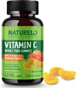 NATURALLO Koko ruoka C-vitamiini Gummies, C-vitamiini Acerola Cherry, kasviperäisiä täydentää, 60 Vegaani-ystävällinen Gummies