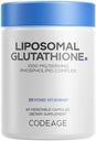 Codeage Liposomal Glutatione 1000 mg Supplement, High-Potency Alennettu L-glutatione - Liposomaalinen toimitus - Fosfolipidit - Ei-GMO, Gluteenittomat - 60 kapselia