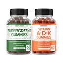 Supergreens Gummies (60 Gummies) Vihreät lisäravinteet 8 Ainesosan teho Blend - Superfood for Immuniteetti Tuki aikuisille ja ADK (60 Count) D & K - 10 Vegan Supplement - Non GMO & USA Made
