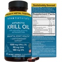 Viva Naturals Antarktis Krill Oil Omega 3 Lisäravinteet 1250 mg - DHA EPA Omega-3 & Astaksantiini Pitoisuus Yhteinen terveys, Ei kala Burp - 60 Krill Oil Kapselit