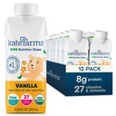 KATE FARMS Organic Kids Nutrition Shake, Vanilja, 8g proteiinia, 27 vitamiinia ja kivennäisaineita, Ateriankorvike Drink, Protein Shake, Gluteeniton, 8.45 Fl oz (pakkaus 12)