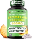 Yuve High Potency Bromelain 500mg 2400GDU Dgestive Enzymes - Gut & Joint Health from Ananas - Helps Digesting Proteins - Plant-Baseed, non-GMO, 3. osapuoli testattu - 120 kapselia