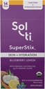 Sol-ti Organic Electrolyte Skin + Hydration Drink Mix, Superfood Hydration Sticks, SuperStix, Ei-GMO, Vegaani, Mustikka sitruuna, 14 Single-Serving Sticks
