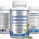 Adaptogen Stress Relief Immuno Support Formula - Adaptogenic Adrenal Support Ashwagandha, Astragalus, Ginseng, Holy Basil, Rhodiola, Amla, Maca, Schisandra, non-GMO - 60 kapselia