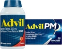 Advil Pain Reliever and Fever Reducer, Ibuprofeeni 200 mg kivunlievitykseen - 300 kreivi, Advil PM Pain Reliever ja yöuniapu, Ibuprofeeni kivunlievitykseen ja difenhydramiinisitraatteihin - 20 kreivi