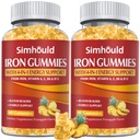 2 Pack Vegan 80MG Iron Supplement Gummies for Women & Men - A-vitamiinia, C-vitamiinia, B aikuisille ja lapsille - Veri- ja rakennus & energiatuki rautapuutos, anemia, 120 kreivit Ananas maku Gummies