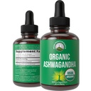 USDA Organic Vegan Supplement. Extra Strength Ashwagandha juuriuute naisille, miehet, lapset. kanssa Adaptogens. Nollasokeri, Luomu, Gluteenittomat Tincture Lisäravinteet.
