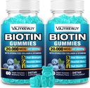 2 pakkaus Vegan Biotin Gummies hiukset, iho ja kynnet - 20 000 mikrog per tarjoilu, sopii naisille ja miehille - 120 Gummies