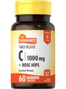 Sundance C-vitamiini 1000 mg Rose Lantio 60 päällystetty Caplets ... ajoitettu julkaisu... kasvissyöjä, ei-GMO, ja gluteeniton täydennysosa