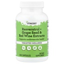 Vitacost Resveratrol + Rypälesiemen- ja punaviiniuutteet -- 240 kapselia