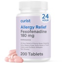 Curist Fexofenadiini Hydrochlorothiade 180 mg (200 tablettia) Non Drowsy Allergia Lääkkeet - 24 tuntia koko päivän Allergia Relief Runny Nenä, kutiava silmät, & Kurkku - Allergia Relief Tabletit (200 kreivi)