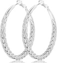 Senteria Silver Hoop korvakorut naisille Hypoallergenic 925 Sterling Silver Post Hoop korvakorut Kevyt isot renkaat korvakoru Paksu Twisted Silver Hoops 30/40/50MM