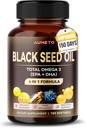 Organic Black Seed Oil - 150 Softgel - 100% Cold Pressed Source of Omega 3 (EPA + DPA) - Iho, Hiukset, Immuunituki (150 Pack of 1)