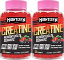Creatiini miehille ja naisille Creatiini Monohydraatti Gummies, Creatiini Monohydraatti per tarjoilu tauriini & B12, Pre-Workout Max Strength, energia & Endurance - 2 pakkaus