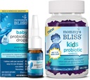Äidin Bliss Baby Probiootti Drops Everyday 30 Tarjoiluja (Pack of 1) Lasten Probiootti + Prebiootti Gummies 45 Tarjoilut (Pack of 1), Immuniteetti Tuki kaikenikäisille: Vastasyntyneet lapsille ja aikuisille