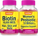 WellYeah High Potency Biotin + Probiootit Naiset 10B PMY, Gummies Bundle - Suuri makupala, vitamiinilisä, gluteeniton, GMO-vapaa, purukumi