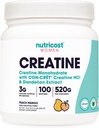 Nutricost Creatiini Monohydraatti Powder for Women, Micronized, Peach Mango, 100 Tarjoilut - Kasvisruokaa, Ei-GMO, Gluteenittomat