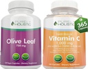 Puhtaasti kokonaisvaltainen Olive Leaf Extract 750mg + C-vitamiini 1000mg 2 Stage Release Bundle - 485 vegan kapselit - Valmistettu Yhdysvalloissa
