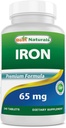 Best Naturals Iron Supplement - 65 mg - 240 tablettia - ei-GMO & gluteeniton