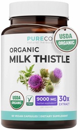 USDA Organic Milk Thistle kapselit - 80% Silymarin täydentää maksan tukea Super voidetta 300mg 30:1 Milk Thistle uute vastaa 9000mg - Milk Thistle Liver Detox 60 päivän toimitus