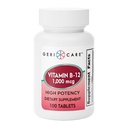 GeriCare-vitamiini B-12 1000 mcg High Potency -tabletit, Premium Dietary Supplement for Boosting Energy, Supporting Aivojen terveys, ja ylläpitää terve Hermosto 100 luku (Pakkaus 1)