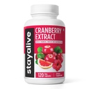STAY ALIVE Cranberry Pills for Women and Men 1000mg with D-mannose, Hibiscus and Greippi Seed Extract, 120 Count, D-mannose Cranberry Supplement, Vegan, non-GMO & Gluteenittomat jauhekapselit