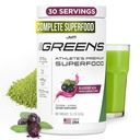 JYM Greens Super Food Powder for Performance, Blueberry Acai, Spirulina, Sienet, Vitamiinit, BroccoPhane & Parsakaali, Miehet & Naiset, 30 Tarjoilu