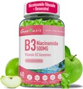 Niacinamide 500 mg Gummies, pureskeltava B3-vitamiini täydentää Resveratrol 500 mg, korkea Potency Niacin antioksidantti, ihon ja aivojen terveys, immuuni tuki, vegaaninen Apple Flavor, 60 kreivi