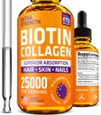 Liquid Collagen ja Biotin pudotukset hiusten kasvua 25,000 mikrog - valmistettu USA Collagen & Biotin vitamiineja hiukset iho ja kynnet - Hydrolysed Collagen ja Biotin täydentää naisten ja miesten
