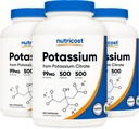 Nutricost Kaliumsitraatti 99 mg, 500 kapselia (3 pulloa)