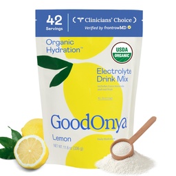 GOODONIA Organic Hydration Elektrolyytti juoma Mix, Certified Organic Hydration Powder, ei-GMO, Biochecks Glyphosate Free, Low Sugar, Lemonade Flavor, Ei keinotekoisia makuja, 42 tarjoilua
