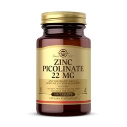 Solgar Sinkkipikolinaatti 22 mg, 100 tablettia - edistää tervettä ihoa - tukee immuunijärjestelmää, normaali maku ja visio - antioksidantti ei-GMO, vegaaninen, gluteeniton, Kosher - 100 tarjoilua