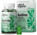 Wild & Organic Jodi Gummies 250mcg - Immunosupport Complex w / Potassium Iodide - Selenium Sinkki Jodi Supplement for Immuniteetti & Kokonaistuki - 60 Vegaani, Pektiinipohjainen Gummies