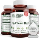 Natural Nutra Red Yeast Rice Extract, Cardiovascular Support, auttaa parantamaan immuniteettia, auttaa säilyttämään kehon rasvat ja sydämen terveys, parantaa digestiota, Gluteenittomat lisäravinteet, 600 mg 60 kapselia (3 pakkaus)