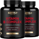 B-vitamiini Complex - sisältää kaikki olennaiset B-vitamiinit - B1, B2, B3, B5, B6, B7, B9, B12 ja Biotiini - Super B Complex Vitamiinit energia, Immuniteetti tuki - 180 tablettia