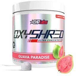 EHP Labs OxyShred Pre Treenout Powder & Shredding Supplement - Preworkout Powder with L Glutamiini & Acetyl L Carnitine, Energy Boost Drink - Guava Paradise, 60 Servings