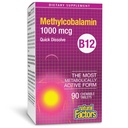 Luonnollinen tekijä, B12-vitamiini Methylcobalamiini 1000 mikrog, purutabletti, kasvissyöjä, gluteeniton, 90 tablettia (90 annosta)