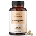 HERBAMAMA Ashwagandha kapselit - 1500 mg Pure Ashwagandha Root Focus Supplement - Vegaani, ei-GMO Mood & Rauhallinen tuki täydentää aikuisille, 100 Caps