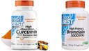 Lääkärin BEST DBB-00107 Korkea imeytyminen Kurkuma kurkuma kurkuma kilpikonnan juurista C3 Complex & BioPerine 500 mg & 3000 GDU Bromelain Proteolyyttinen Dgestive Enzyme täydentää, tukee terveellistä digestiota