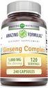 Amazing Formula Ginseng Complex - 1000 Mg Per Serving, kapselit (ei-GMO,Gluteeniton) Tukee tervettä immuunijärjestelmää - Tukee energian tuotantoa - Tehostaa mielentilavaroitus. (240 Count)