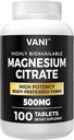 Magnesiumsitraatti 500MG 100 tablettia - Vegan turvallinen, korkea imeytyminen
