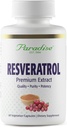 Paradise Yrtit Resveratrol, Antioksidantti, Super Potent, Ultra Pure, Vegan, Ei GMO, Gluteeniton, 60 kasvissyöjän kapselit