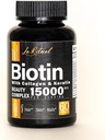 Biotiini vitamiinit Collagen & Keratin - hiusten kasvua täydentää naisille ja miehille - 15000 mikrog pillereitä - vitamiinit A,D,B1,B2,B3,B5,B6,B12 Complex - Terve vegaaninen kapselit - 60