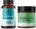 HERBAMAMA Stone Breaker and Jodi Kit - Bundle of 1200 mg Stone Breaker Kapselit & Kaliumjodi Gummies - Vegan, ei-GMO, Liivate-vapaa - 2 pakkaus